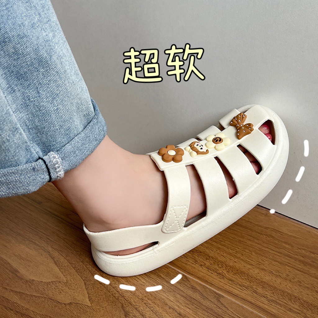 2022 Summer Women's Beach Sandals Amazon Roman Shoes Sandals Outer Wear Flat Slippers All-Matching Women's Shoes