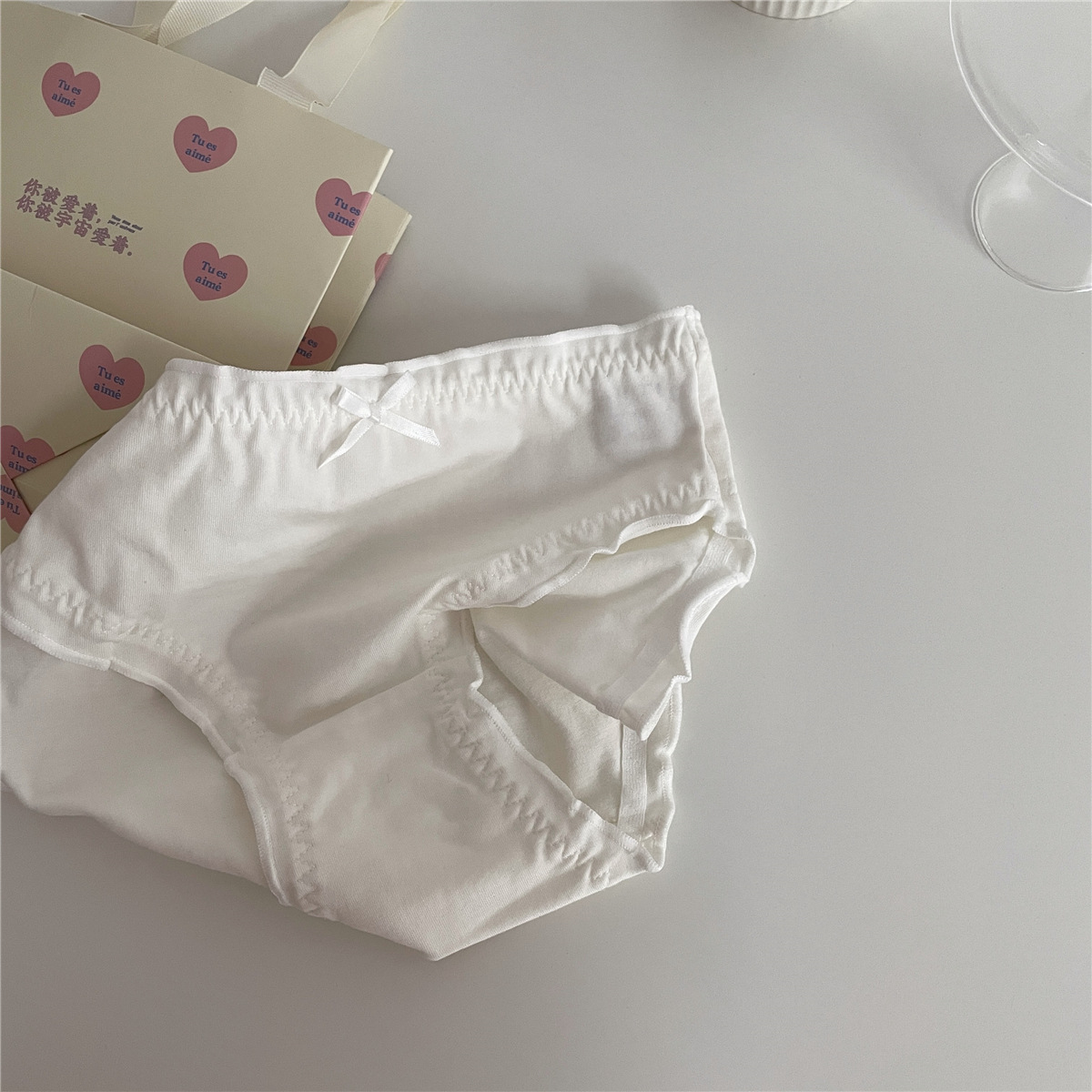 "像云朵一样白净 柔软" 纯棉内裤女生荷叶边纯色蝴蝶结少女