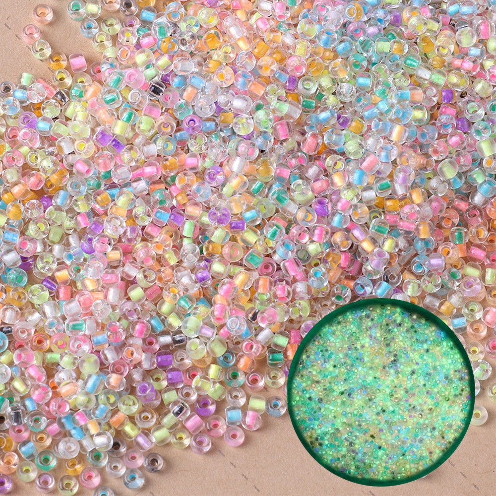 3mm超优夜光透明串珠米珠diy饰品配件 染芯玻璃珠荧光珠中珠-阿里巴巴