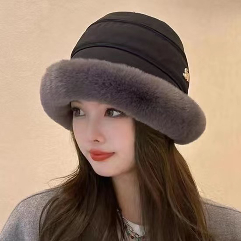 Thick Fur Northeast Cap Women's Cold-Proof Bucket Hat Women's Winter Earflaps Baotou Mongolian Hat Warm with Velvet Autumn and Winter