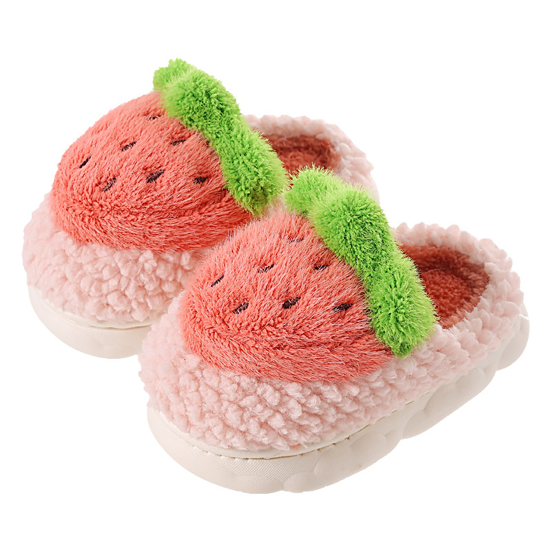 Children's Cotton Slippers Girls' Winter Home Indoor Warm Non-Slip Baby Child Fluffy Slippers Autumn and Winter