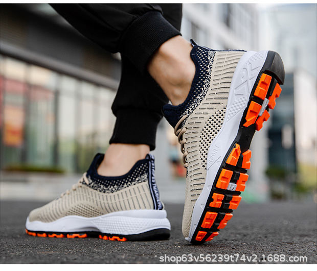 2021 New Spring Men's Shoes Sneaker Versatile Casual Fashion Shoes Breathable Mesh Non-Slip Running Shoes Travel Shoes