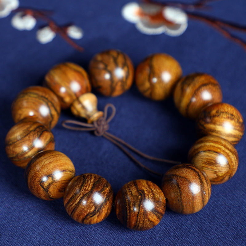 印尼虎斑纹花奇楠沉香 花奇楠手链佛珠手串 15 18 20mm男女款饰品