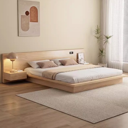 北欧简约现代日式榻榻米床主卧双人婚床诧寂风落地经济型地台矮床