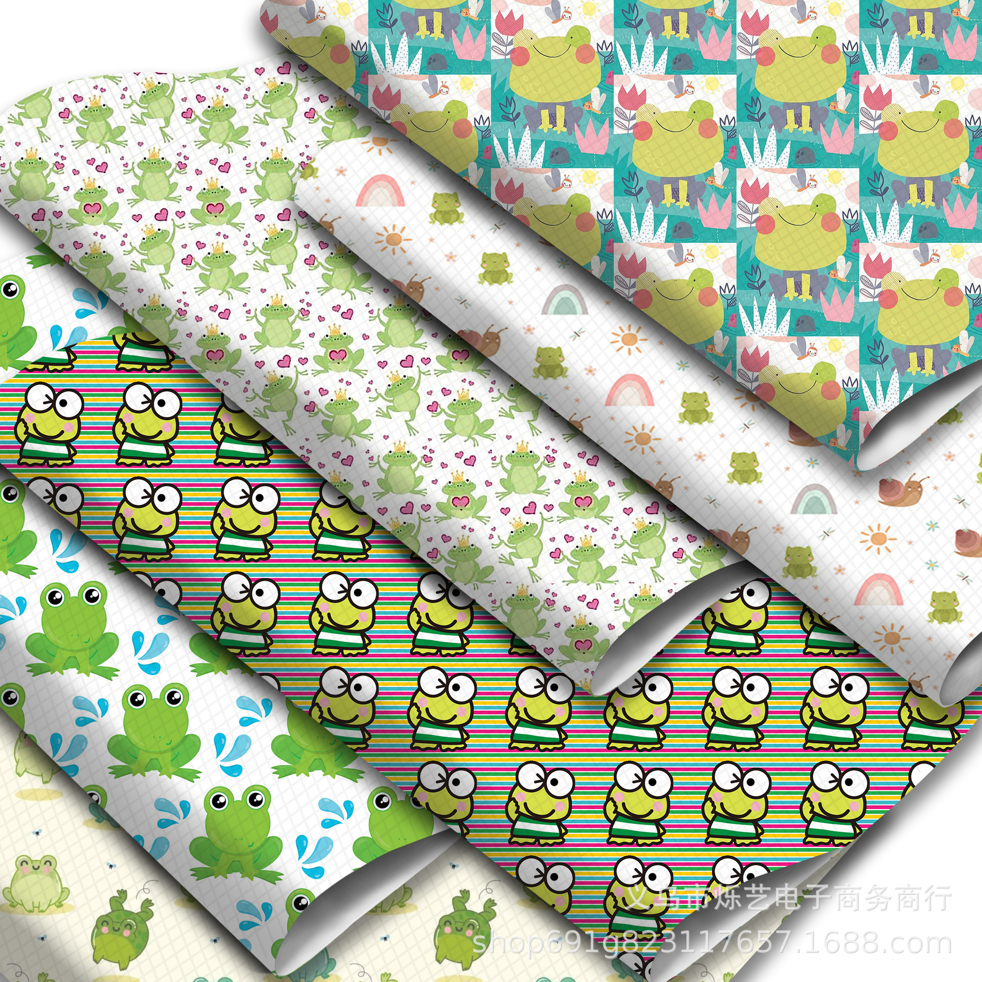 20x33cm卡通款青蛙系列pvc皮革人造革印花皮料1yc25905