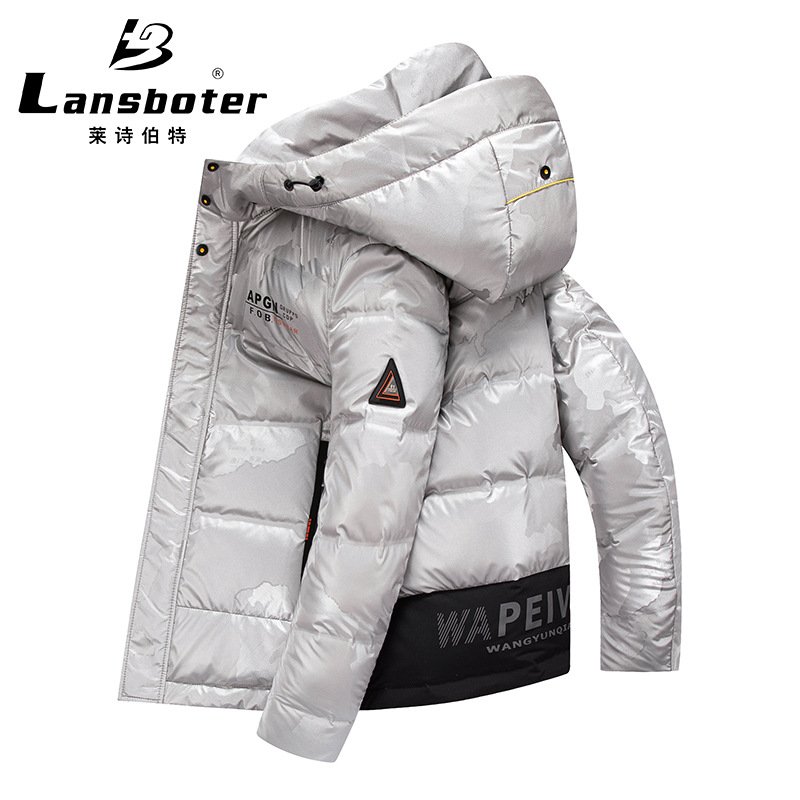 handmade fashion trendy down jacket men‘s hooded autumn and winter white duck down men‘s youth down jacket warm jacket