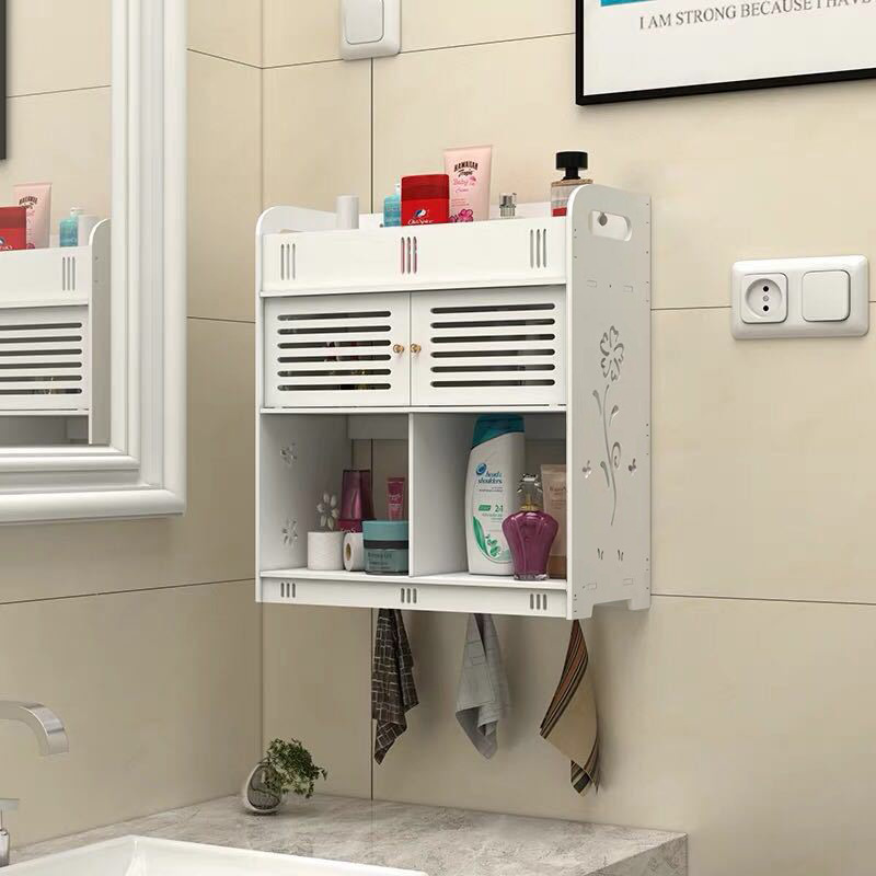 Punch-Free Bathroom Storage Rack Toilet Sink Cosmetics Storage Cabinet Wall Hanging Bathroom Storage Rack