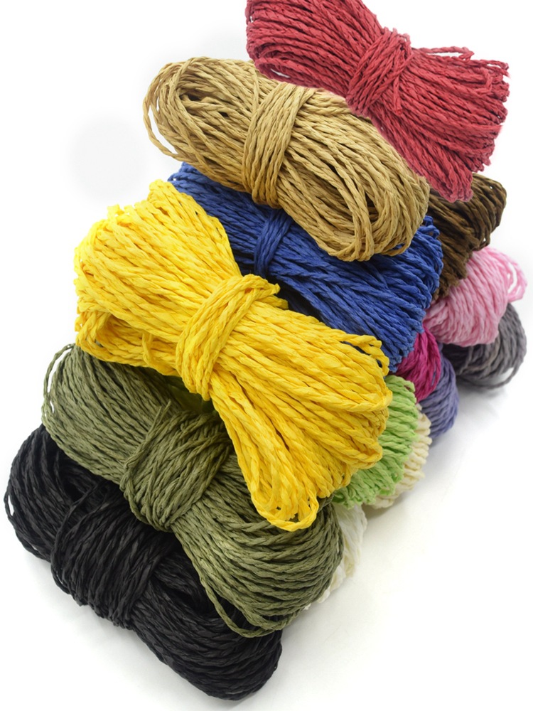 手工编织材料20米2mm彩色拉菲双股纸绳益智幼儿园diy饰品装饰绳子