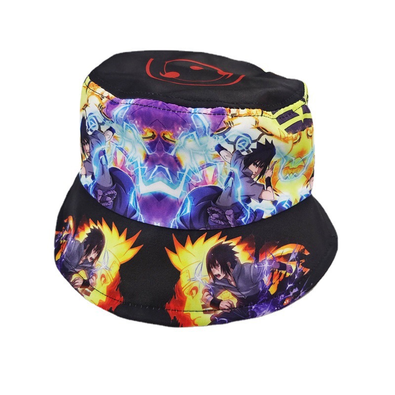 Cross-Border Japanese Cartoon Anime Naruto Printing Bucket Hat Men and Women Bucket Hat Outdoor Sun Protection Sun Hat