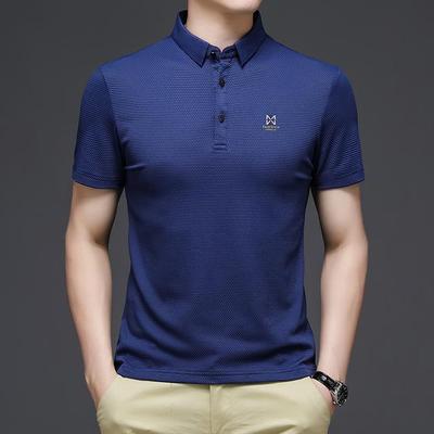 2022夏季新款男装休闲菠萝纹polo衫男士冰丝短袖t恤夏季翻领上衣