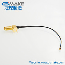厂家RF射频头射频板端座子IPEX转SMA内孔弯头卧式黄铜镀金螺纹头