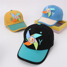 春夏季帽子儿童鸭舌帽可转风车BY小熊儿童棒球帽拼色嘻哈帽遮阳帽