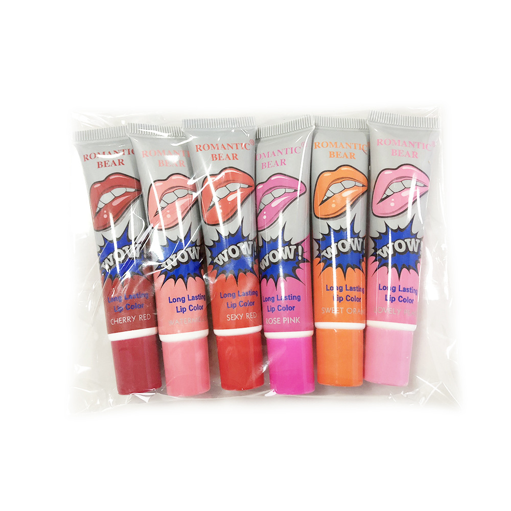 Single with Box English Packaging Tear and Pull Lip Gloss 6 Pieces a Pack Tear and Pull Lip Gloss Tear and Pull Lipstick Lip Gloss Not Easy to Touch