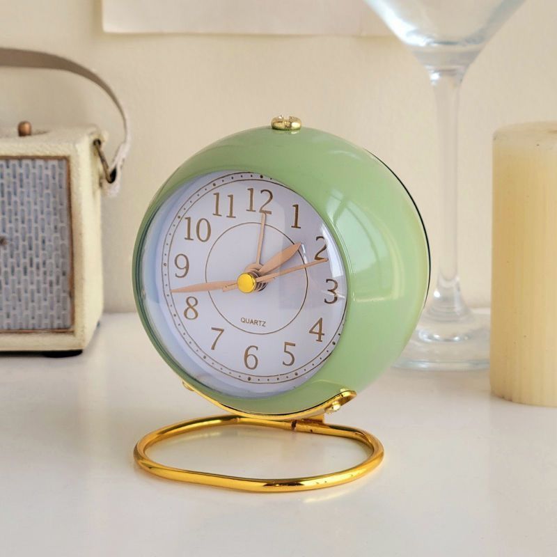 Retro Simple 3.5-Inch Convex Ring Alarm Clock Student Mute Ins Style Table Clock Bedroom Small Night Lamp Alarm Clock