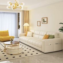 法式奶油风沙发新款简约现代风格小户型客厅直排科技布4人位