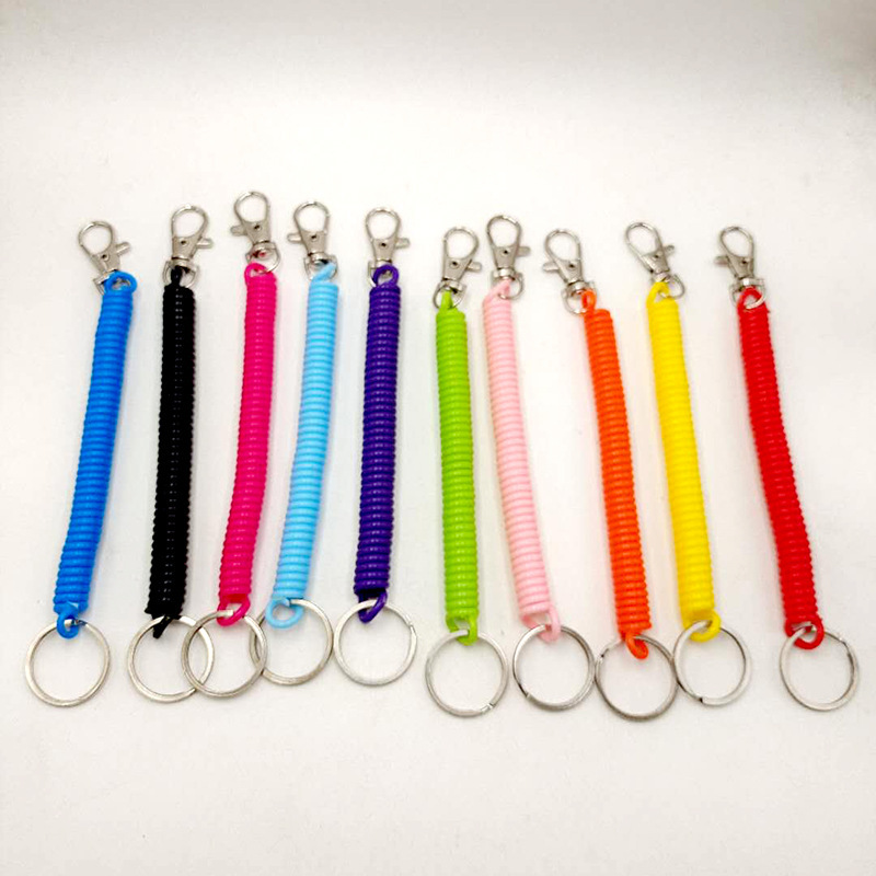 High Elastic Plastic Anti-Lost Telephone Line Spring Rope Key Chain Bag Mobile Phone Lanyard Keychain Color Spring Rope TP