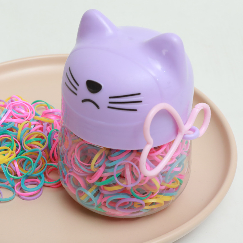 New Cute Cat Disposable Color Strong Pull Constantly Children's Hair Band Thickened Baby Does Not Hurt Hair Small Rubber Band