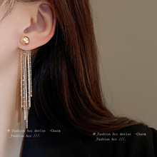 银针珍珠长款流苏耳环小众复古设计感耳钉时尚百搭高级感耳饰批发