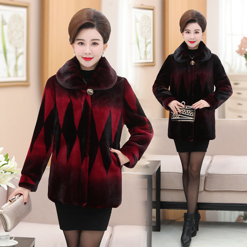 妈妈貂绒外套冬装高贵仿貂绒中老年女装仿毛绒加厚保暖时尚大衣潮