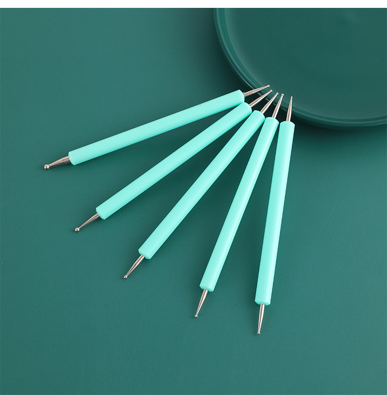 跨境亚马逊新款彩色压痕笔陶艺工具美甲点钻笔 5支双头笔辅助工具