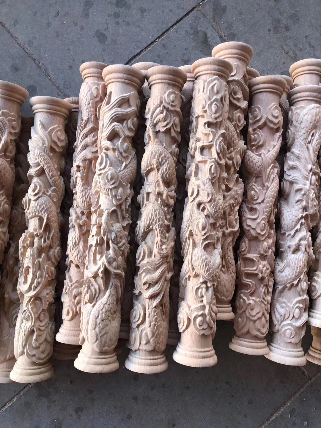 Dongyang Wood Carving Chinese Style Roman Column Dragon Column Dragon Column Solid Wood Carving Relief Wood Carving Decoration Chinese Carving Column