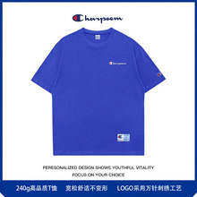 正品champion冠军潮牌纯色宽松短袖男女小标刺绣纯棉情侣t恤圆领