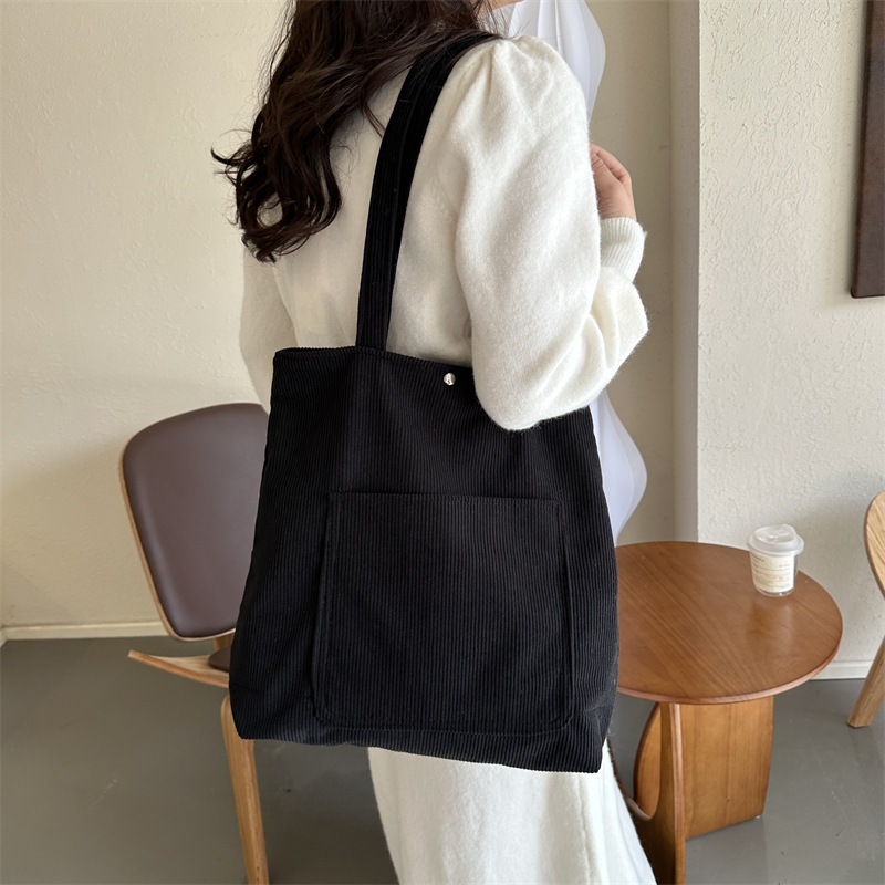 Corduroy Tote Bag New Fashion Large Capacity Literary Handbag Girl Student Female Bag Class Messenger Bag