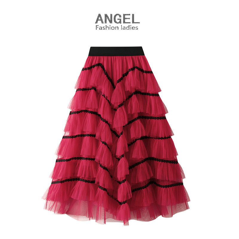 设计感纱裙层层网纱蛋糕裙半身裙女新款舞蹈裙子蓬蓬长裙半裙2215
