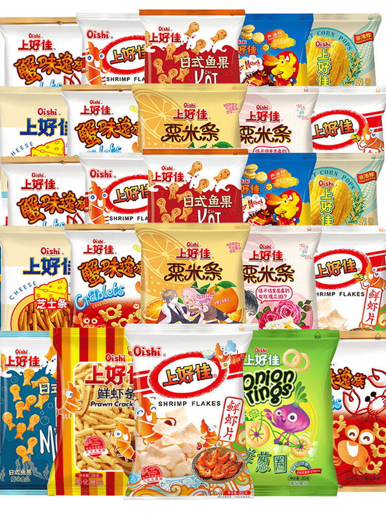 上好佳鲜虾片虾条组合装大礼包儿童休闲食品散装零食小吃整箱一箱