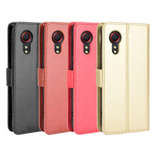 适用三星Galaxy Xcover7 Pro手机皮套Xcover5疯马纹插卡手机壳翻