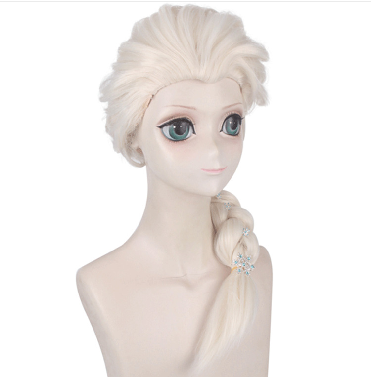 冰雪奇缘节日假发万圣节艾莎公主逼真蓬松假发 米色辫子cos假发套