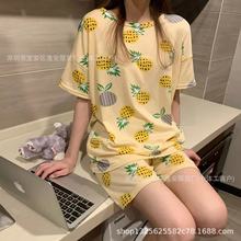 sleepwear东南亚中东新款睡衣女春夏季可爱卡通薄款可外穿家居服