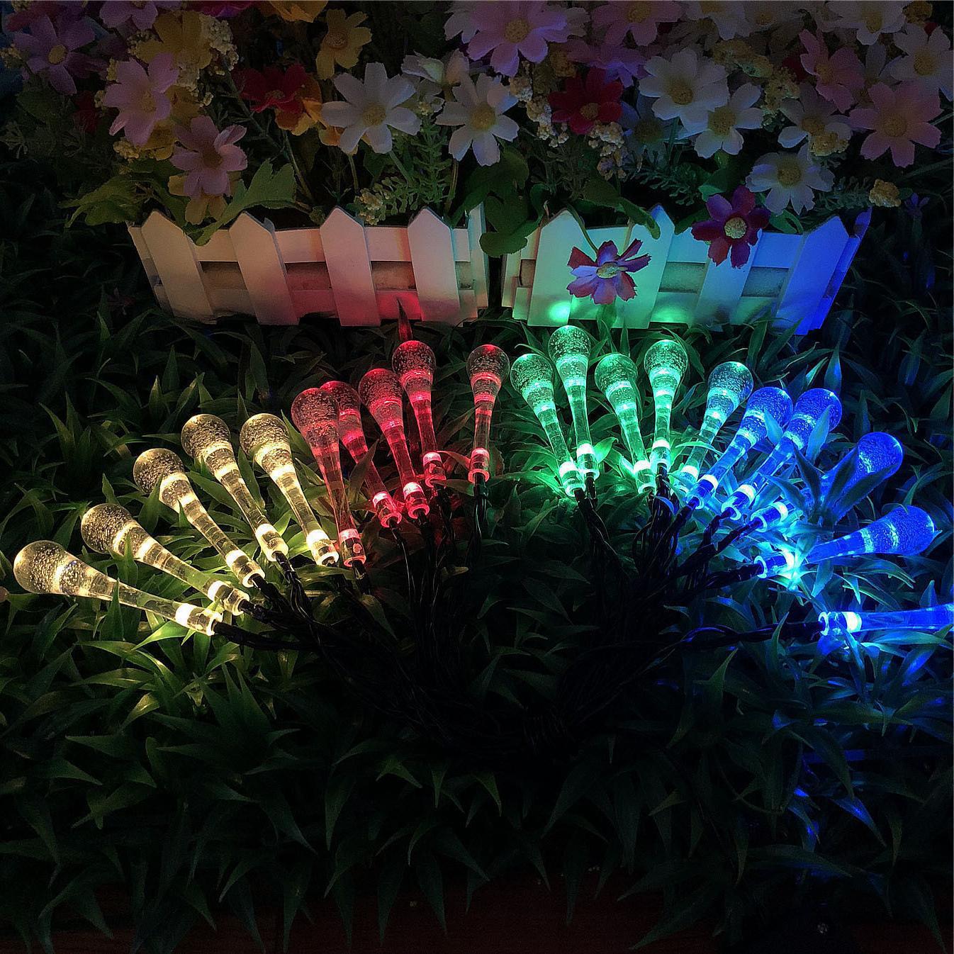 Led Solar Water Drop Bubble Ball Lighting Chain Outdoor Camping Waterproof Courtyard Decoration Colorful Flashing Light Lighting Chain Holiday Light