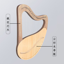 21弦桃花芯木莱雅琴新手便携式小众乐器初学者云杉木单板竖琴harp