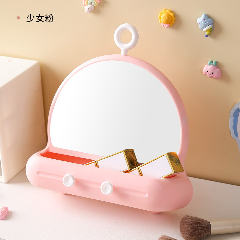 New Desktop Cosmetic Mirror Student Makeup Princess Mirror Three-in-One Girl Heart Beauty Folding Vanity Mirror