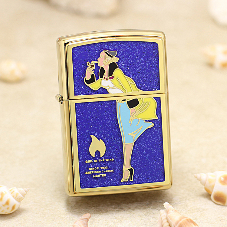 zippo打火机风中女郎风女(蓝色)250g-d-z8007l