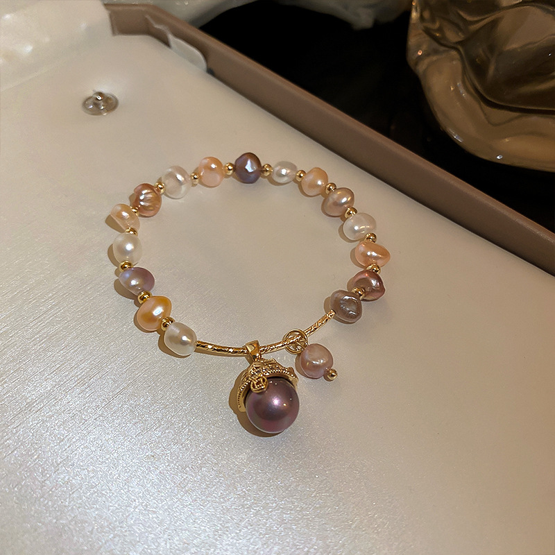 Baroque Freshwater Pearl Zircon Bracelet Design Sense Kitten Head Bracelet Bracelet Online Influencer Fashion Temperament Bracelet for Women