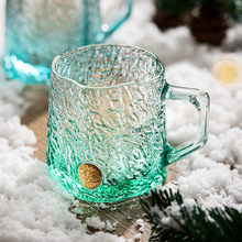 厂家玄冰玻璃杯高颜值女牛奶咖啡杯透明喝水杯子带把圣诞2024新款
