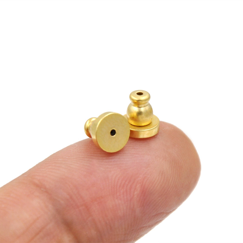 6mm Brass Frisbee Earplug Metal Pure Copper UFO Earrings Back Plug Quality Earrings Back Lettering Fixed Logo Ornament