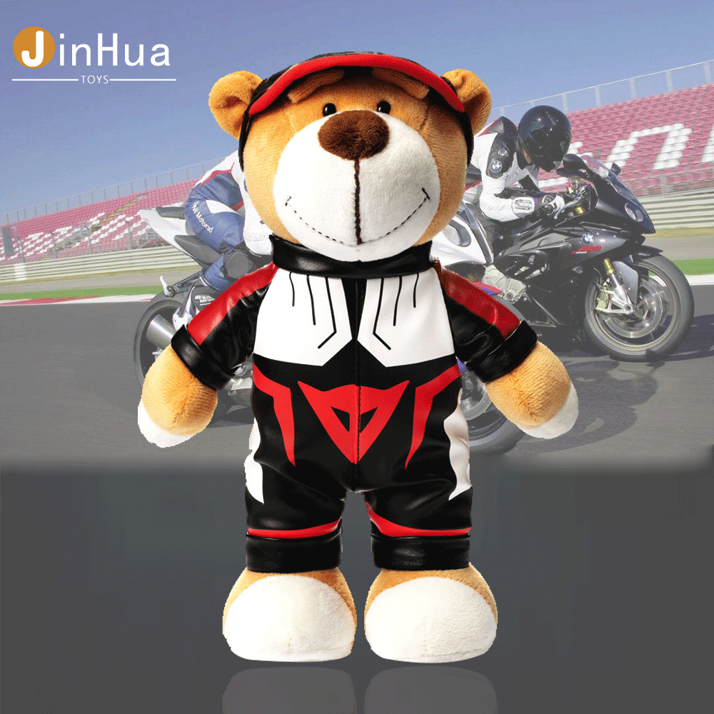 新款毛绒玩具熊公仔丹尼斯机车熊玩偶娃娃车标小熊来图样4s店礼品