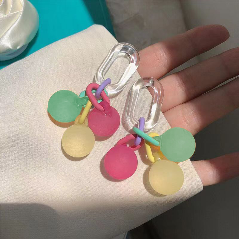 Colorful Bubble Gum ~ Frosted Candy Color Stud Earrings for Women Ins Trendy Japanese and Korean Contrast Color Small Fresh Stud Earrings Dopamine Ornament