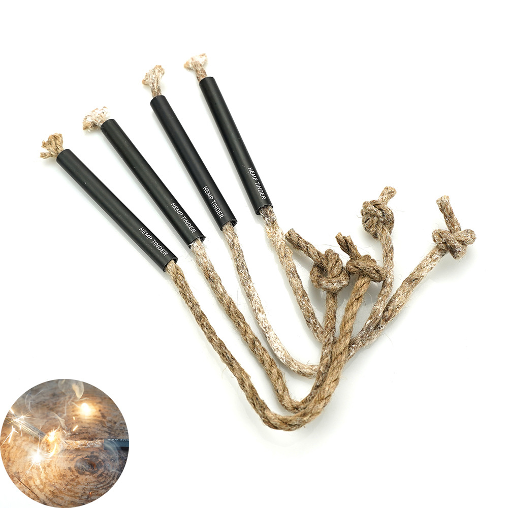 户外求生野营防水引火物野炊引火线浸蜂蜡麻绳黑管引火绳