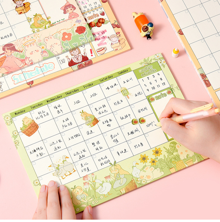 胖兔物语卡通计划表自律学习计划本少女心打卡日程本学习笔记本