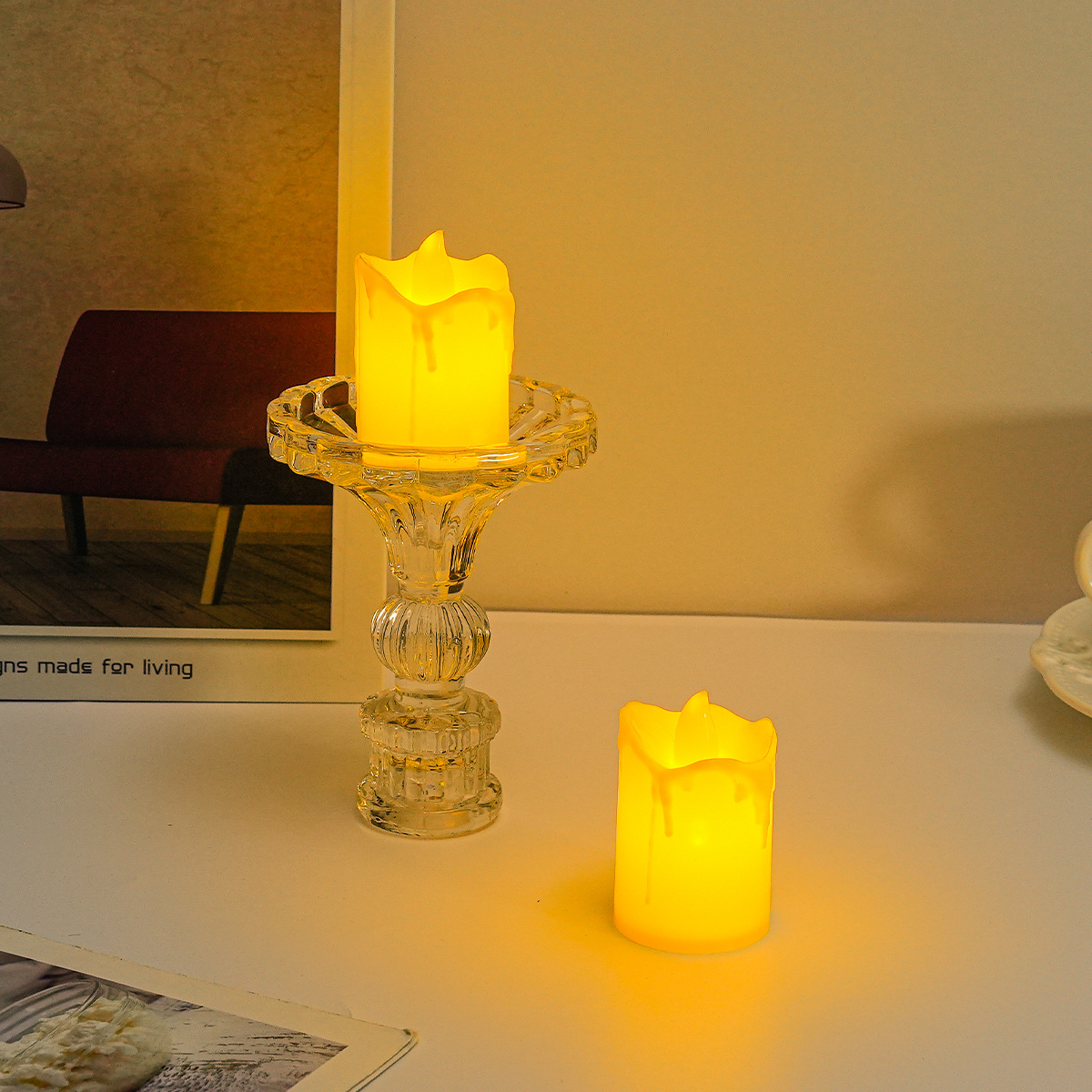 led电子蜡烛灯波浪口流泪茶蜡创意布置装饰 万圣节派对蜡烛灯批发