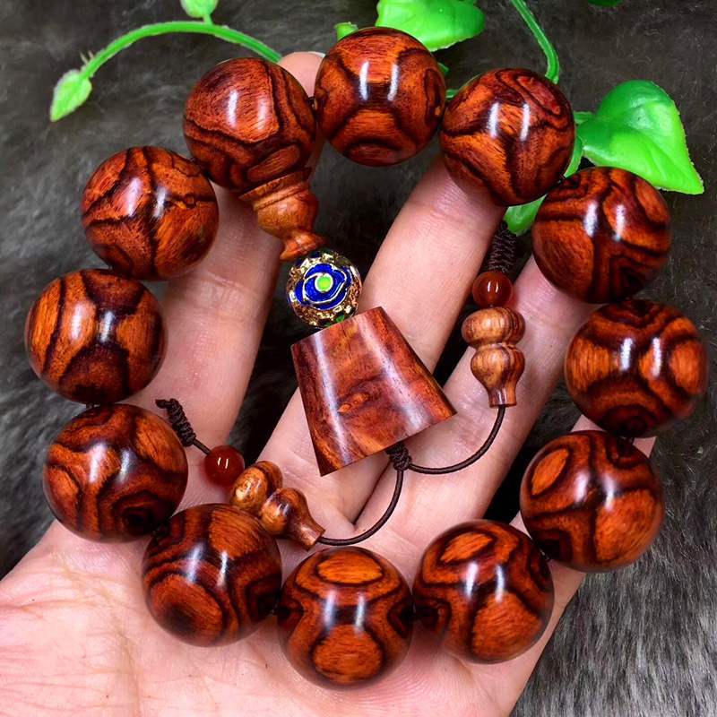 海南黄花梨紫油梨2.0对眼手串男高油念珠108颗佛珠手链项链女