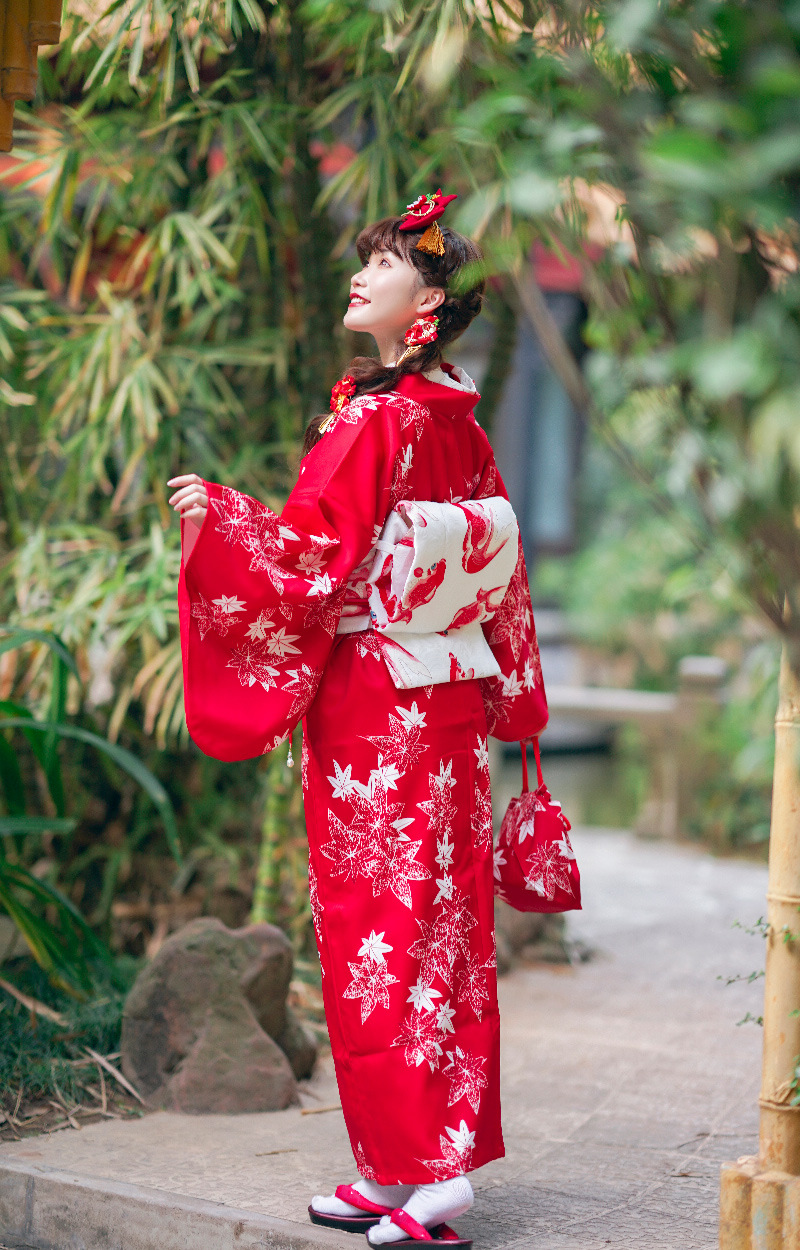 跨境2021新款日本和服女正装少女感传统和服不易皱免熨烫和服套装