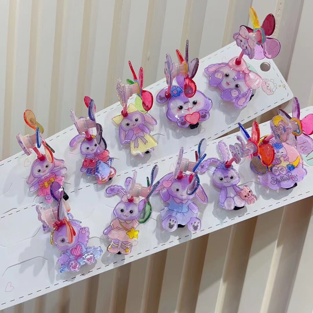 Pink Cute Cat Windmill Pressure Clip Swing Side Clip Korean Style Children's Hair Accessories Hairpin Acrylic Bangs Clip Rotating