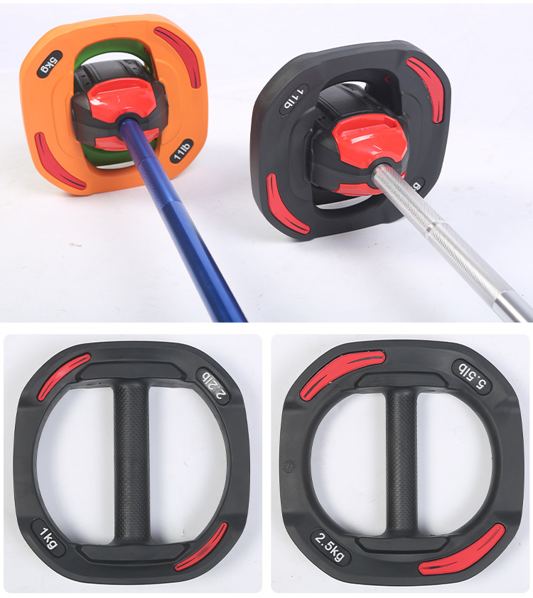 厂家加工鳄鱼嘴莱美杠铃私教健身房家用20kg举重深蹲健身杠铃套装