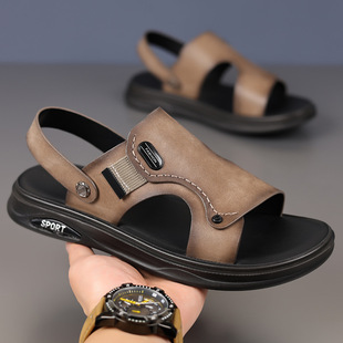 头层羊皮夏季新款男士凉鞋真皮沙滩鞋男款休闲凉拖皮拖鞋男鞋鞋子