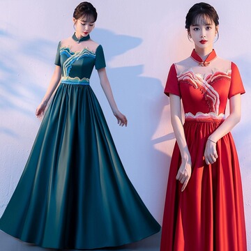 大合唱演出服女长裙气质主持人宴会指挥服舞台红歌比赛合唱团礼服